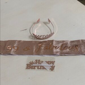 Rose Gold "59 & Fabulous" Sash with Crown Tiara